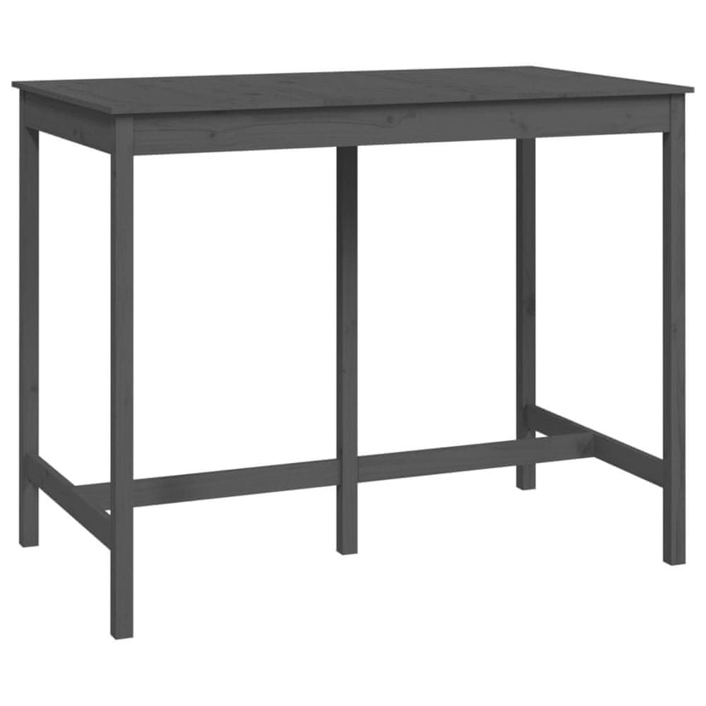 Vidaxl Barový stolík sivý 140x80x110 cm borovicový masív